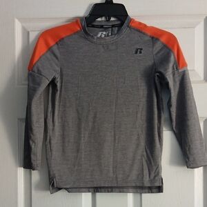 Russell Athletic Gray and Orange Long-Sleeve Training Top